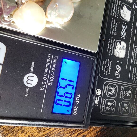 Large Keshi Baroque Pearl Necklace And Bracelet Set, Rainbow Colors 925  SS - Picture 9 of 15